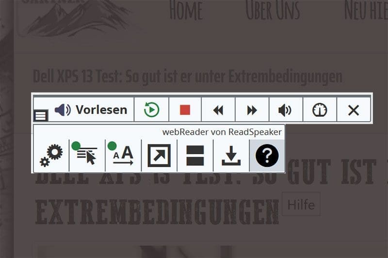 Mit der Menüleitse des ReadSkeaker Players stehen einem verschiedene Optionen zur Verfügung.